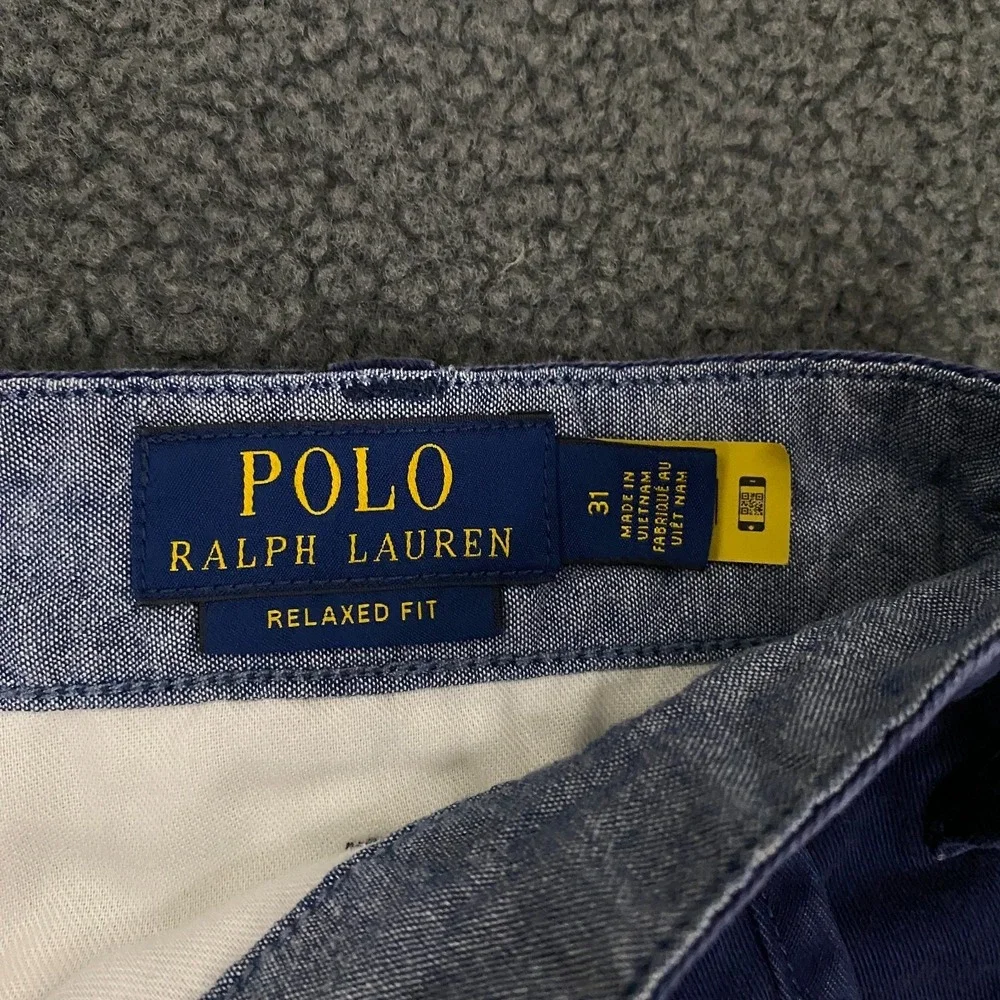 Polo Ralph Lauren 10 Inch Relaxed Fit Chino Short Men 31 Blue Pony Preppy Summer